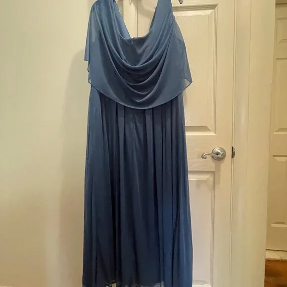 Womens R&M Richards Capelet Rhinestone Waisted Pleated Gown - Picture 8 of 16